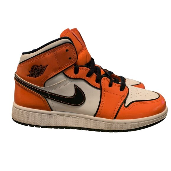 Air Jordan 1 Mid SE Orange/Black/White 6.5Y or 7.5 women's Sneakers - Picture 5 of 11